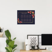 Seekarte für navy Blue Pink Floral Gold Poster (Heimbüro)