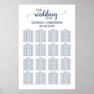 Seekarte für Navy Blue Simple Calligraphy Poster