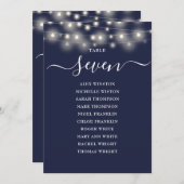 Seekarte für Navy Blue String Lights Tischnummer (Vorne/Hinten)