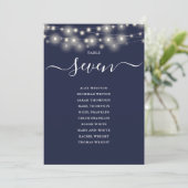 Seekarte für Navy Blue String Lights Tischnummer (Stehend Vorderseite)