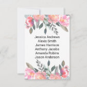 Seekarte für Peony Floral Wedding Tischnummer (Rückseite)