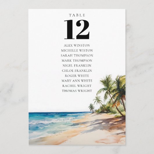 Seekarte für tropische Tischnummern (Vorderseite)