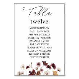 Seekarte für Wildblumen mit bloraler Tischnummer