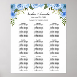 Seekarte Hochzeitfeier Blaue Blumen Zeichen Poster