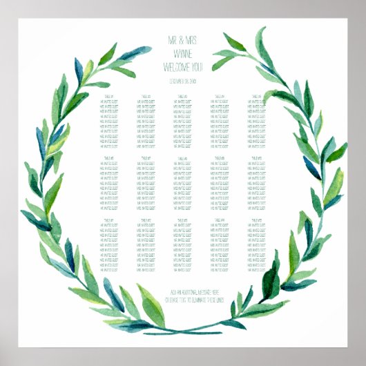 Seekarte Laurel Wreath Olive Leaf Branch Mod Poster (Vorne)