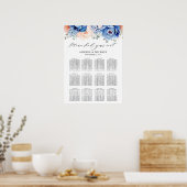 Seekarte mit blauem Schiefer, rosafarben, rosafarb Poster (Küche)