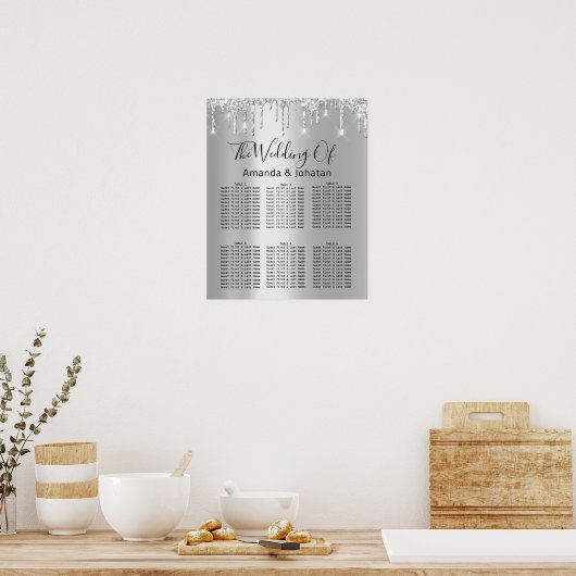 Seekarte Schwarz Grau Silber Tropfen Grau Spark Poster (Küche)