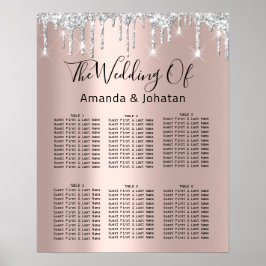 Seekarte Schwarz Grau Silber Tropfen Rose Gold Poster