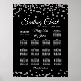 Seekarte Silber-Imitate Glitzer Confetti Schwarz Poster