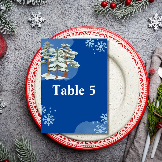 Seekarte Winterwald Snowflake Royal Blue Tischnummer