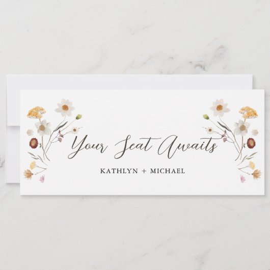 Seekarten-Header Moderne Boho Wildblume Card Einladung (Vorderseite)