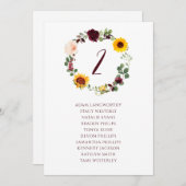 Seekarten Tischnummer Hochzeitsfall Sonnenblume (Vorne/Hinten)