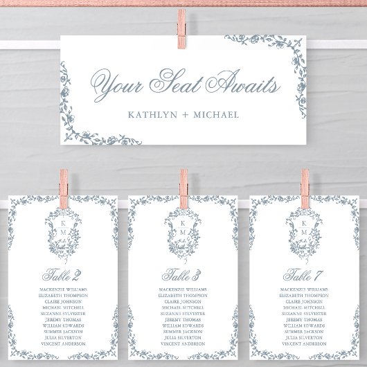 Seekartenleiter Vintage Wappen-Karte Dusty Blue Einladung