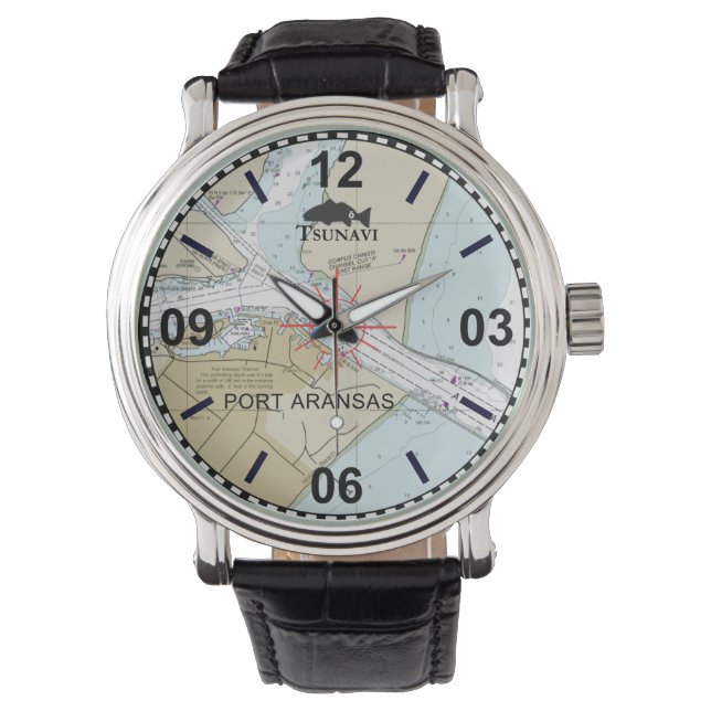 Seekartenüberwachung von Port Aransas Armbanduhr (Vorderseite)