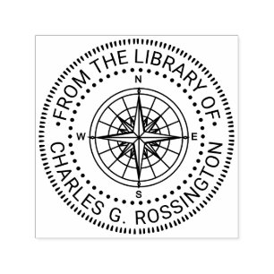 Seekompassrose #3NT Bibliotheksbuch Name Permastempel