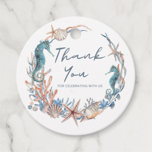 Seekranz | Beach Seepferd Muscheln Vielen Dank Geschenkanhänger (Vorderseite)