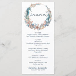 Seekranz | Hochzeit mit tropischen Strandfarben Menükarte