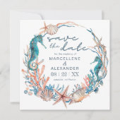 Seekranz | Hochzeit von Aquarellstrand Save The Date (Vorderseite)
