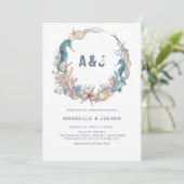 Seekranz | Rustic Beach Monogram Baby Shooter Einladung (Stehend Vorderseite)