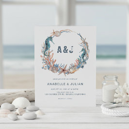 Seekranz | Rustic Beach Monogram Wedding Einladung
