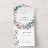 Seekranz | Strand von Seepferd und Muscheln All In One Einladung (Innen Boden)