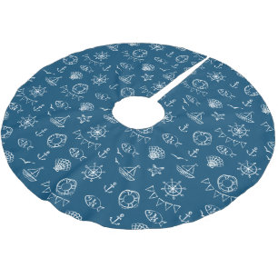 Seekreide, die Muster 2 zeichnet Polyester Weihnachtsbaumdecke