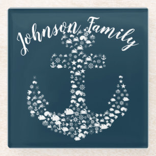 Seekritter Anker Nautik / Küste Glasuntersetzer