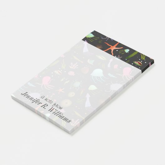 Seekritter-Muster| Name hinzufügen Post-it Klebezettel (angewinkelt)