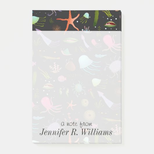 Seekritter-Muster| Name hinzufügen Post-it Klebezettel (Vorderseite)