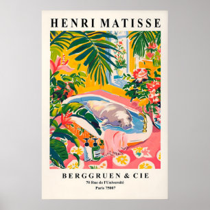 Seekuh in Badewanne Kunstprint, Rosa tropisch Poster
