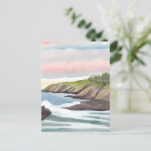 Seeküste | Aquarellmalerei an der Küste Postkarte (Stehend Vorderseite)