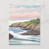 Seeküste | Aquarellmalerei an der Küste Postkarte (Vorderseite)