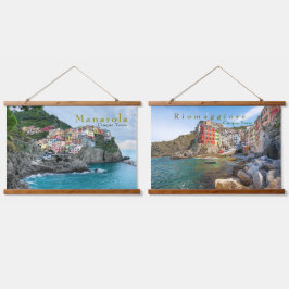 Seeküste Cinque Terre Manarola Riomaggiore Italien Wandteppich Mit Holzrahmen