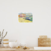 Seeküste mit Damm und Boot Poster (Küche)