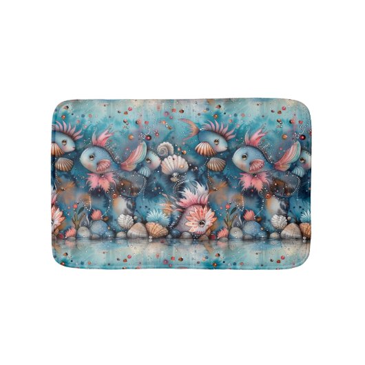 Seelachs lustige Fischbewohner Badematte (Vorderseite)