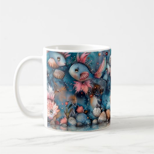 Seelachs lustige Fischbewohner Kaffeetasse (Links)