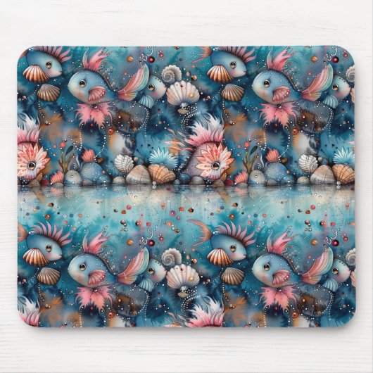 Seelachs lustige Fischbewohner Mousepad (Vorne)