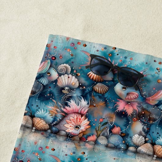 Seelachs lustige Fischbewohner Strandtuch (Beispiel)