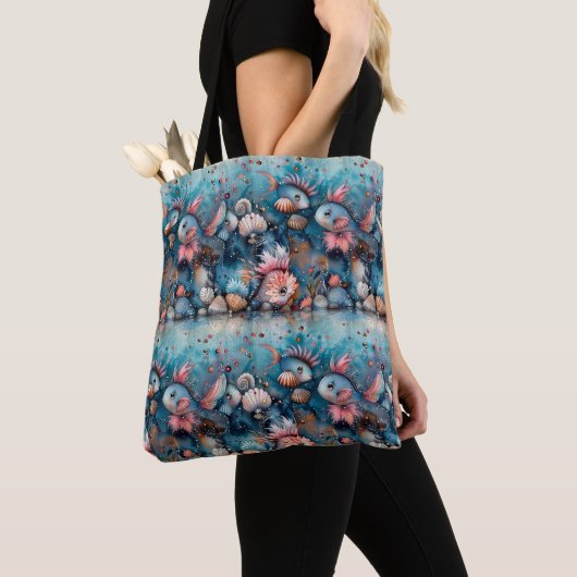 Seelachs lustige Fischbewohner Tasche (Von Nahem)