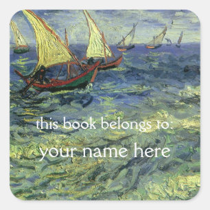 Seelandschaft bei Saintes-Maries; Van Gogh Exlibri Quadratischer Aufkleber