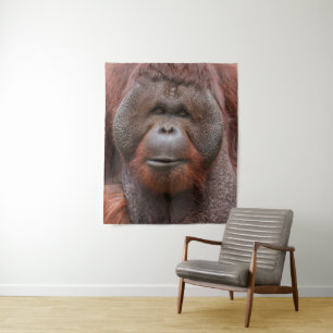 Seele unter den Wangenklappen – Orang-Utan-Gesicht Wandteppich