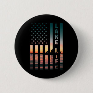 Seeleben Fischer Sonnenuntergang Amerikanische Fla Button