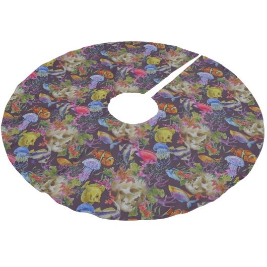 Seeleben-Schmutz-Muster Polyester Weihnachtsbaumdecke (Schrägansicht)