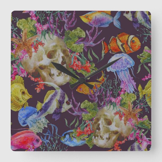 Seeleben-Schmutz-Muster Quadratische Wanduhr (Vorderseite)