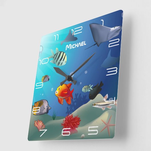 Seeleben-Szene Quadratische Wanduhr (Winkel)