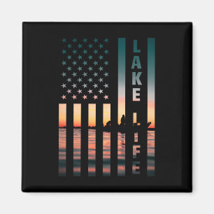 Seelebens Fischer Sonnenuntergang Amerikanische Fl Magnet