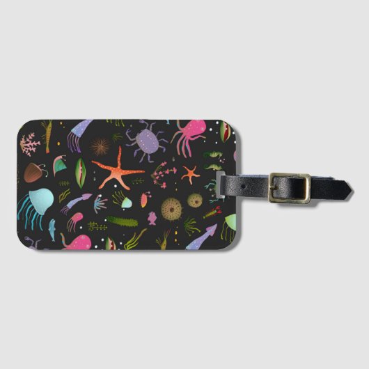 Seelebewesen-Muster Gepäckanhänger (Vorderseite (Horizontal))