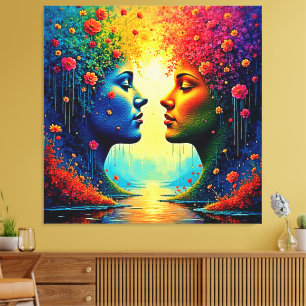 Seelenvolle Regenbogen-Verbindungsdesign Leinwanddruck