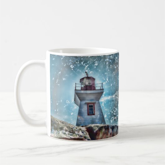 Seeleuchtturm-Türkis-Blau-Foto-Kunst Kaffeetasse (Links)