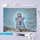 Seeleuchtturm-Türkis-Blau-Foto-Kunst Seidenpapier (Handwerk)